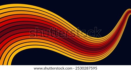 Abstract background of rainbow groovy Wavy Line design in 1970s Hippie Retro style. Vector pattern ready to use for cloth, textile, wrap and other.