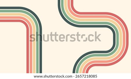 Abstract background of rainbow groovy Wavy Line design in 1970s Hippie Retro style