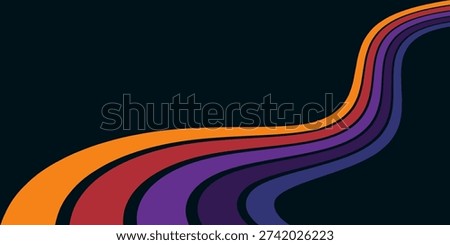 Abstract background of rainbow groovy Wavy Line design in 1970s Hippie Retro style. Vector pattern ready to use for cloth, textile, wrap and other.