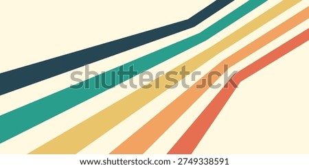 Abstract background of rainbow groovy Wavy Line design in 1970s Hippie Retro style. Vector pattern ready to use for cloth, textile, wrap and other.