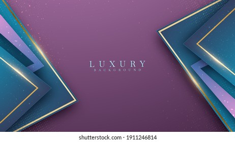 Resumen fondo arco iris superposición línea dorada estilo lujoso en oscuro, corte de papel estilo 3d. ilustración vectorial.