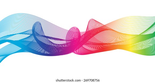 Abstract background as a rainbow ribbon on a white background.