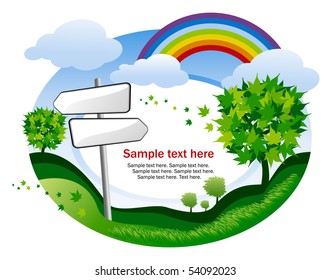 abstract background with rainbow and signpost