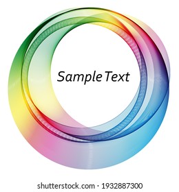Abstract background, rainbow spectrum of wave lines, smooth round wave on white background, frame