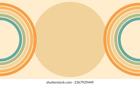 Abstract background of rainbow and sun groovy Wavy Lines design in 1970s Hippie Retro style. Vector pattern ready to use for cloth, textile, wrap and other.