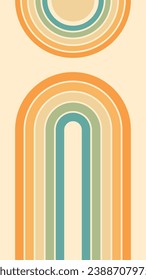 Abstract background of rainbow and sun groovy Wavy Lines design in 1970s Hippie Retro style. Vector pattern ready to use for cloth, textile, wrap and other.