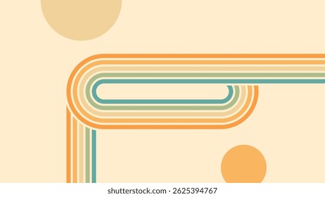 Fundo abstrato de arco-íris e sol groovy Wavy Lines design em 1970 estilo Hippie Retro. Padrão de vetor pronto para usar para tecido, tecido, envoltório e outros.