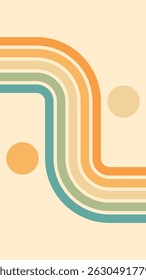 Fundo abstrato de arco-íris e sol groovy Wavy Lines design em 1970 estilo Hippie Retro. Padrão de vetor pronto para usar para tecido, tecido, envoltório e outros.