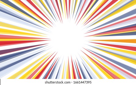 Abstract background with rainbow sunburst and sunbeam. Perfect for Website Design template, banner, fabric, texture, wrapping paper. Illustration vector of multicolor background, beauty, unique, dream