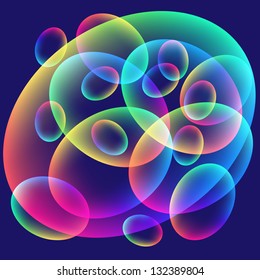 Abstract background. Rainbow transparent balls.