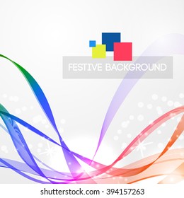 Abstract background with rainbow wave on light background with template for your text. Vector illustration.
