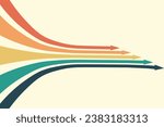 Abstract background with rainbow wavy design in 1970s retro hippie style. Vector pattern ready to use for fabric, textile, packaging and more.