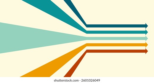 Abstract background with rainbow wavy design in 1970s retro hippie style. Vector pattern ready to use for fabric, textile, packaging and more.