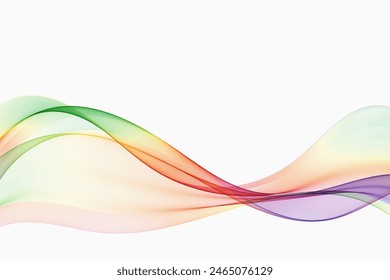 Abstract background rainbow wavy lines, transparent wave flow on a white background.