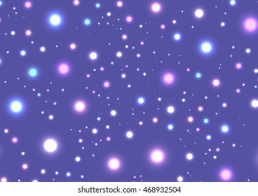 Abstract background random circle. Bright round different colors on purple backdrop.