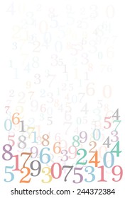 An abstract background with random colorful numbers, vector image 