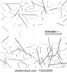 Abstract background with random irregular lines. Vector geometric shapes scattered. Chaotic Textile texture. 