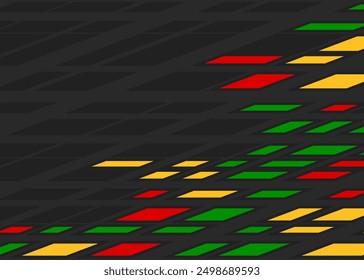 Abstract background with random square stripe pattern and with some copy space area and with Rastafari color theme