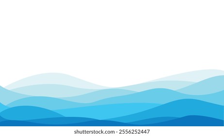 Abstract background with random waves in blue tones for websites and graphic resources.
