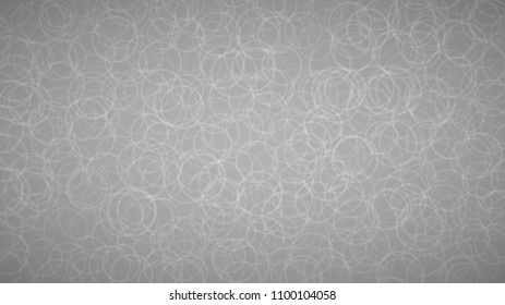 Abstract background of randomly arranged contours of circles in gray colors.