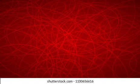 Abstract background of randomly arranged contours of elipses in red colors.