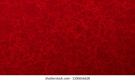 Abstract background of randomly arranged contours of stars in red colors.
