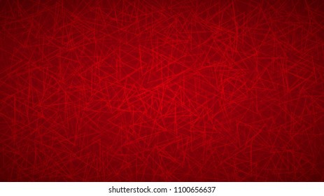 Abstract background of randomly arranged contours of triangles in red colors.