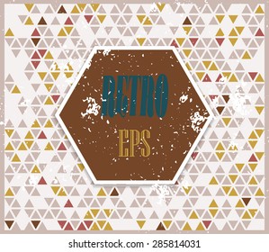 Abstract background with randomly colored triangles and grungy texture. Stylish vintage colors, retro pattern for a variety of design uses.