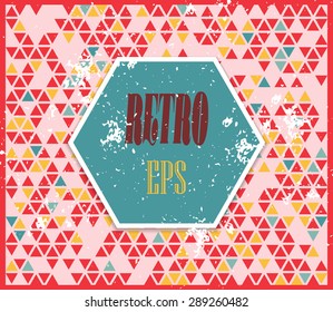 Abstract background with randomly colored triangles and grungy texture. Stylish vintage colors, retro pattern for a variety of design uses.