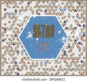 Abstract background with randomly colored triangles and grungy texture. Stylish vintage colors, retro pattern for a variety of design uses.