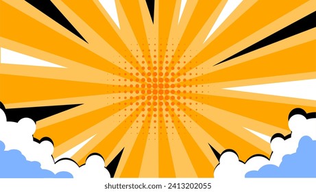 abstract background with rays - comic cartoon style background - comic sunburst rays