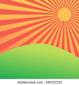 Abstract background rays and green earth