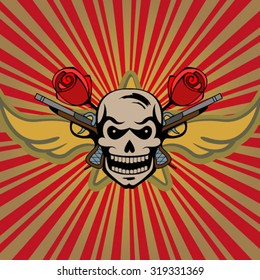 Abstract background with rays and pirate emblem. EPS10