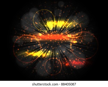 Abstract background with rays, stars and rings
