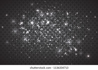 abstract background of real dust particles with backlight with a real flash lens. shiny lights. Abstract Festive vintage lights are defocused. Christmas and New Year's holiday.