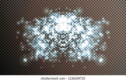 abstract background of real dust particles with backlight with a real flash lens. shiny lights. Abstract Festive vintage lights are defocused. Christmas and New Year's holiday.
