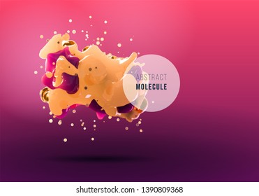 Abstract background with realistic 3D molecule. Organic vector structure