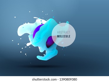 Abstract background with realistic 3D molecule. Organic vector structure