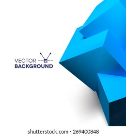 Abstract background with realistic 3D overlapping blue cubes on the right edge.