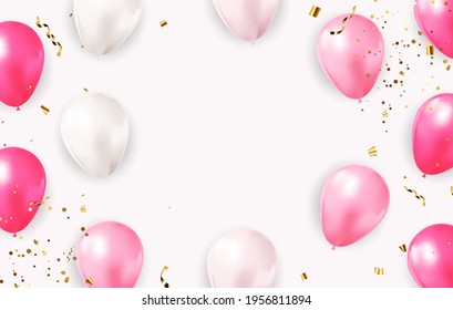 Abstract Background with Realistic Balloons, confetti. Vector Illustration EPS10