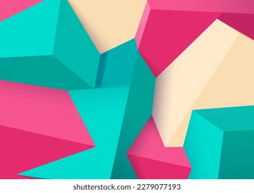 Abstract background with realistic colorful cubes. Trendy 3D background with wall of shapes.