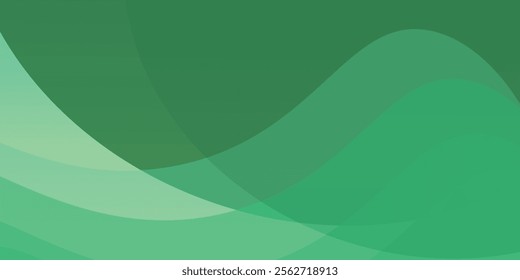 abstract background of realistic green curved gradient shading. vector design concept. Decorative web layout or poster, banner