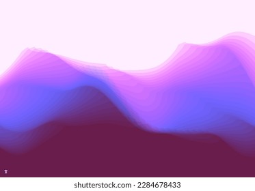 Abstract background. Realistic landscape with waves. Water surface. Mountains. 3D vector illustration for brochure, poster, presentation, flyer, cover or banner.