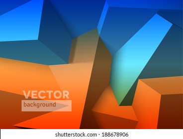 Fondo Abstractas con cubos realistas de azul y naranja superpuestos