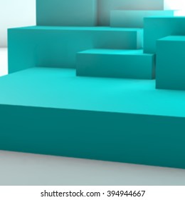 Abstract background with realistic overlapping blue cubes