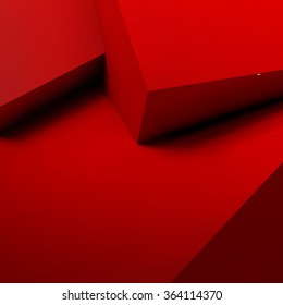 Abstract background with realistic overlapping red cubes