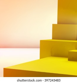 Abstract background with realistic overlapping yellow cubes
