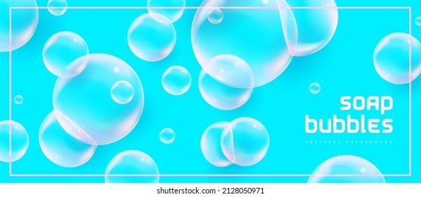 Antecedentes abstractos con burbujas de jabón realistas. Burbujas con reflexión arcoiris. Ilustración del vector