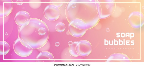 Antecedentes abstractos con burbujas de jabón realistas. Burbujas con reflexión arcoiris. Ilustración del vector