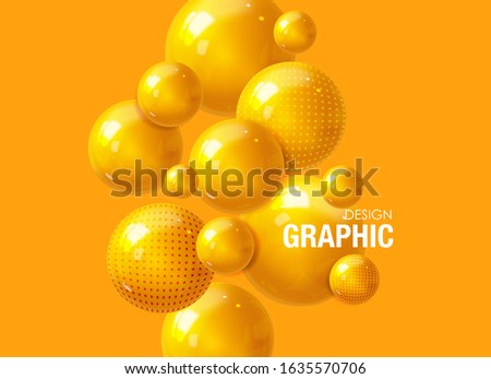 Abstract background, realistic yellow sphere 3d design, graphic element, isolated bubble banner, minimal pattern, vector illustration